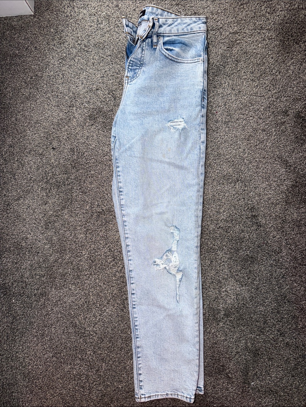 Express Light Blue Skinny Jeans with Distressed Knees